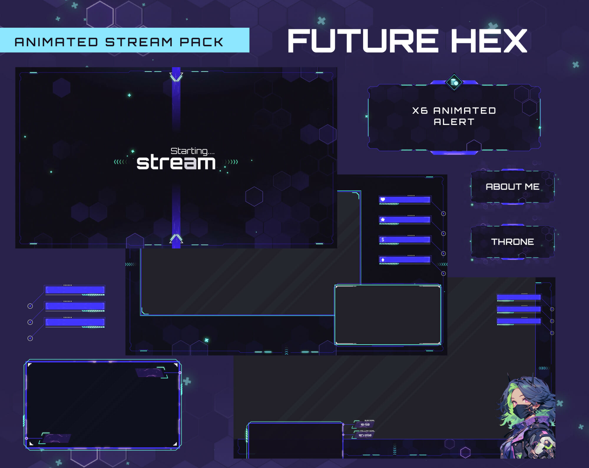 Future Hex Animated Stream Pack 14