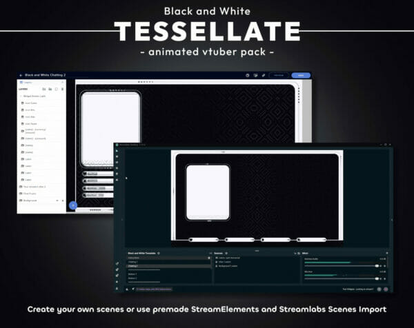 Tessellate Black and White Vtuber Stream Pack