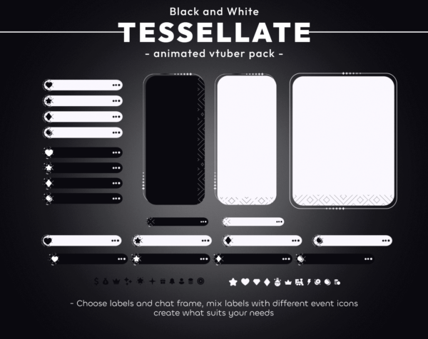 Tessellate Black and White Vtuber Stream Pack 1