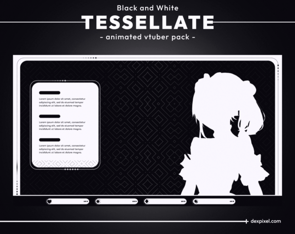 Tessellate Black and White Vtuber Stream Pack 6
