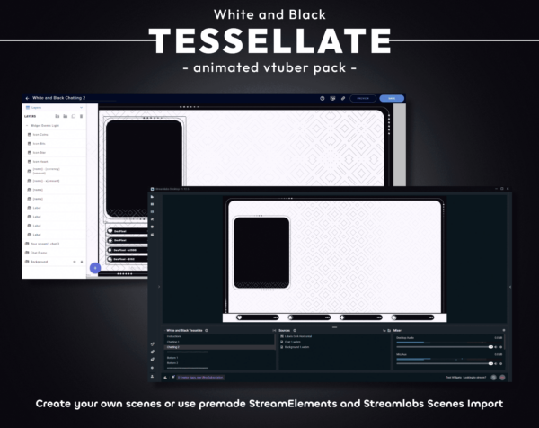 Tessellate White and Black Vtuber Stream Pack 6