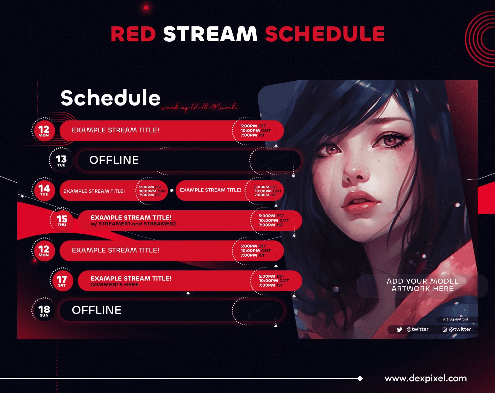 Red Stream Schedule DexPixel