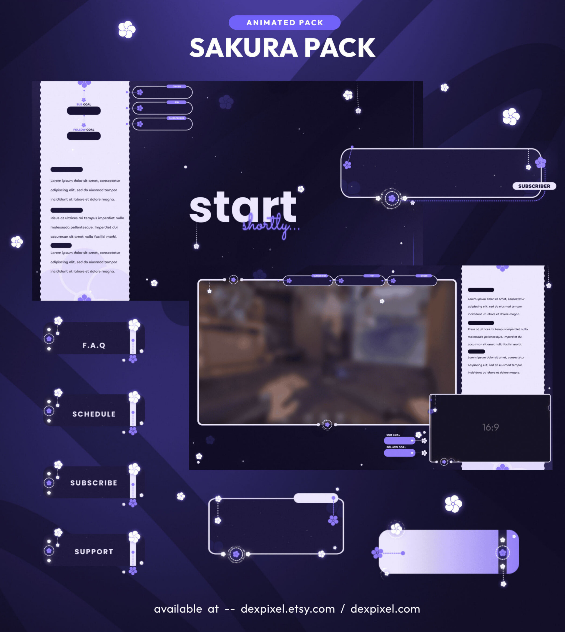 Sakura Purple Animated Stream Pack Twitch Behance 2