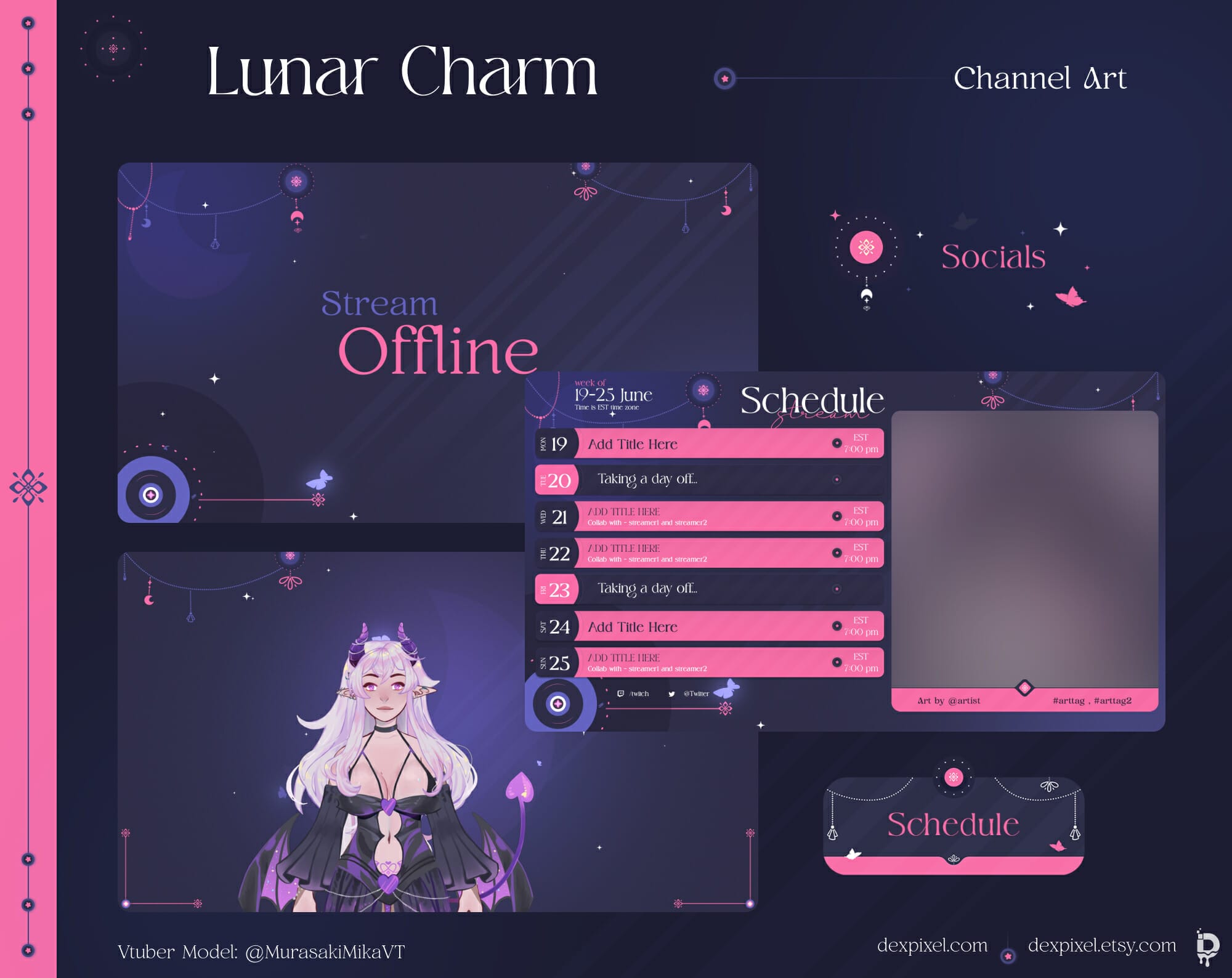 Lunar Charm Purple Vtuber Pack 