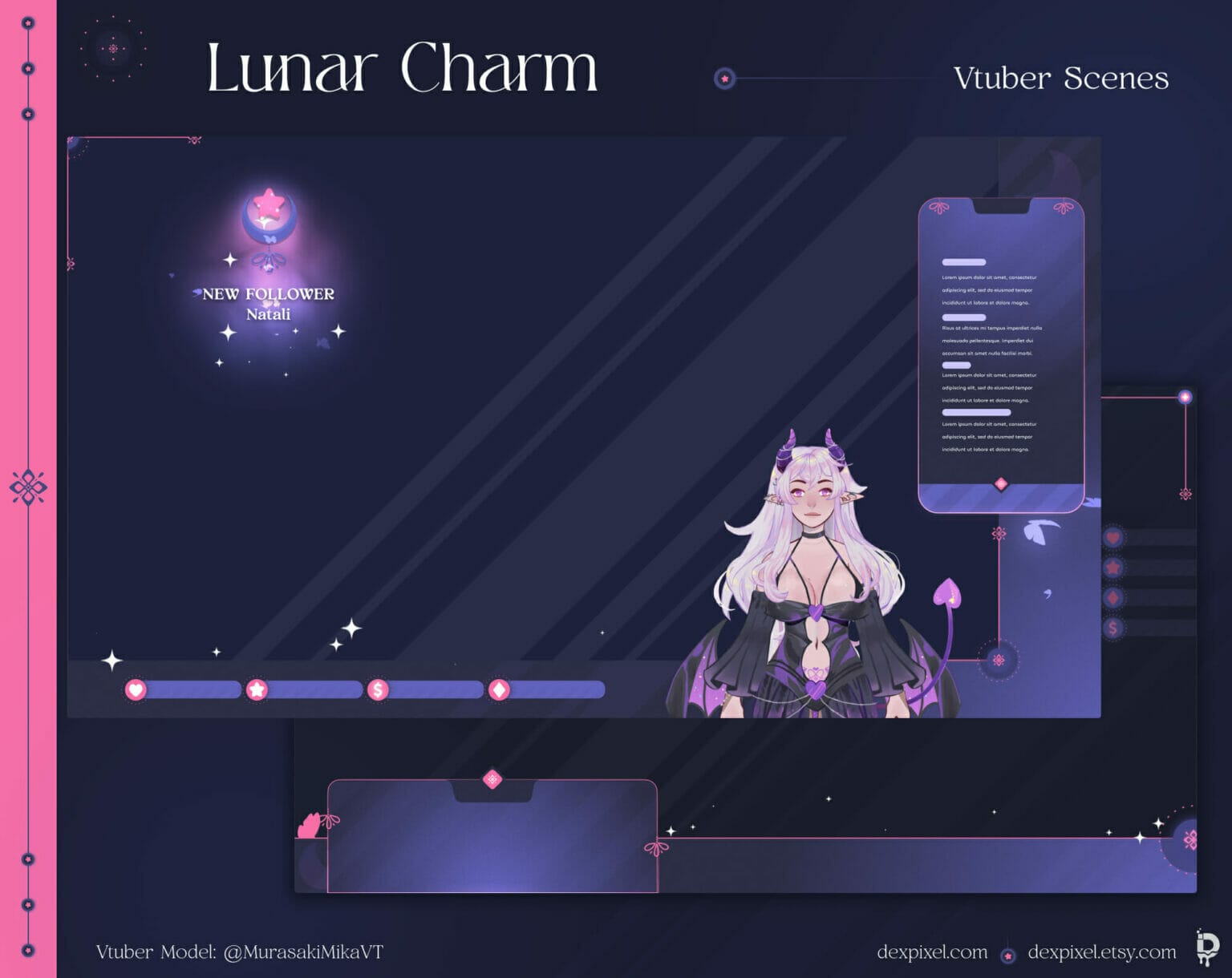 Lunar Charm Purple Vtuber Pack | DexPixel