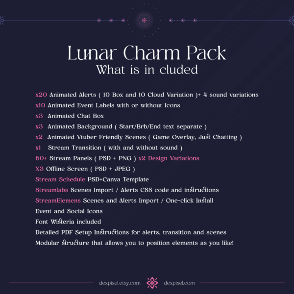 Pink Purple Lunar Charm Stream Pack Included