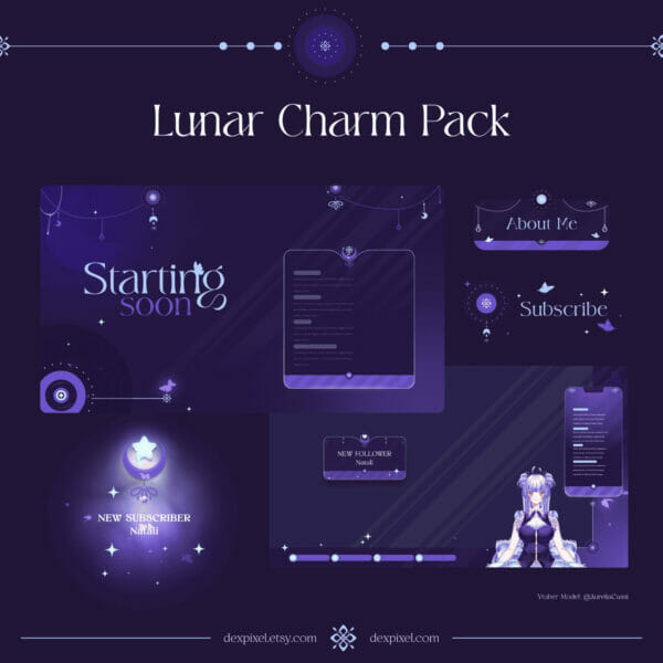 Purple Lunar Charm Animated Stream Pack