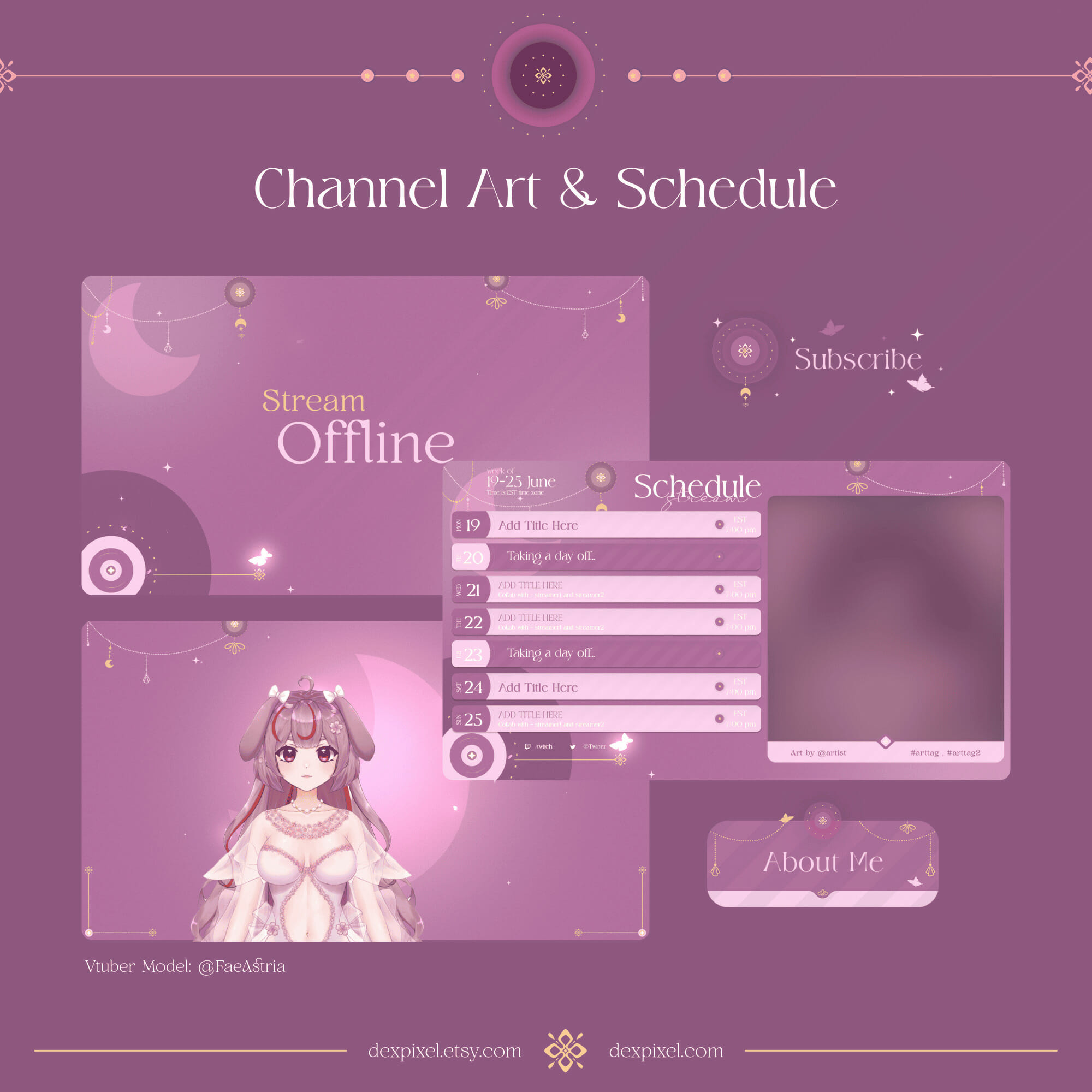 Pink Lunar Charm Channel art and Schedule