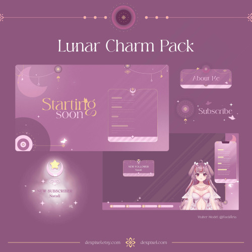 Pink Lunar Charm Animated Stream Pack