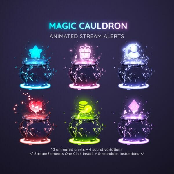 Custom Magic Cauldron Animated Stream Alerts Witch Vtuber 12