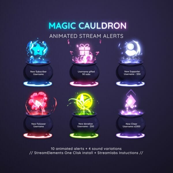 Custom Magic Cauldron Animated Stream Alerts Witch Vtuber 8