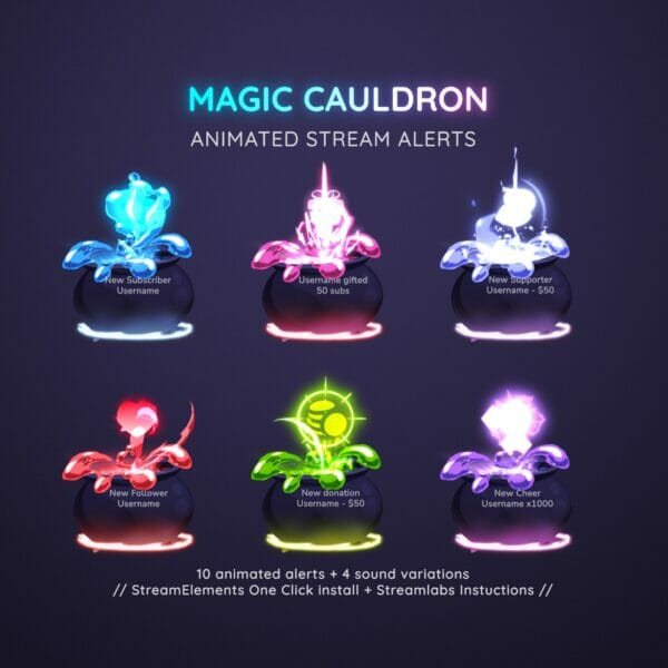 Custom Magic Cauldron Animated Stream Alerts Witch Vtuber 9