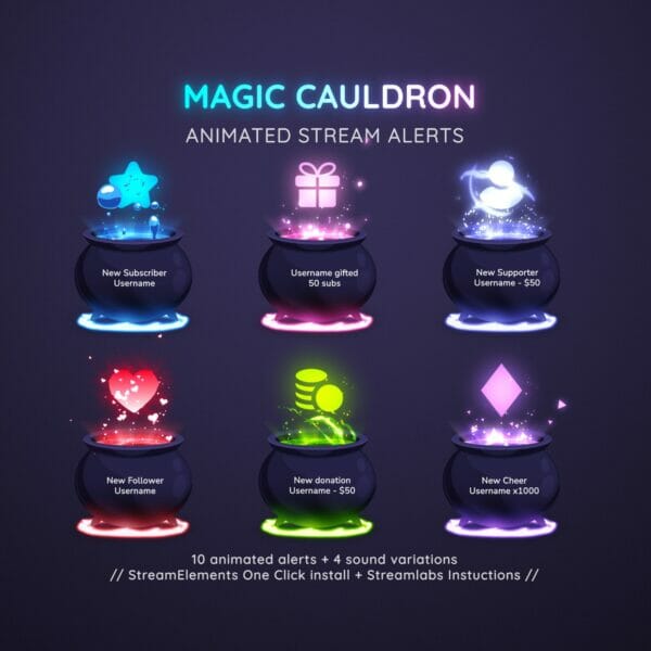 Custom Magic Cauldron Animated Stream Alerts Witch Vtuber 11