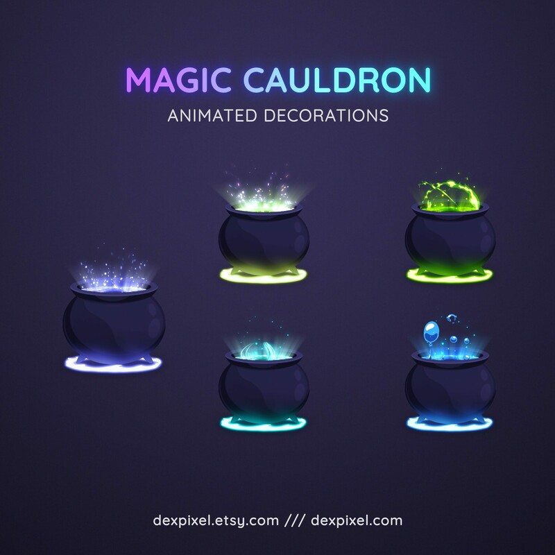 Magic Cauldron Animated Stream Decorations Witch Vtuber 4