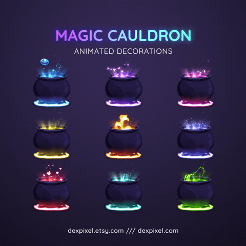 Magic Cauldron Animated Stream Decorations Witch Vtuber short
