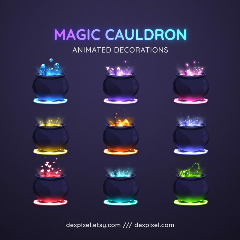 Magic Cauldron Animated Stream Decorations Witch Vtuber 1