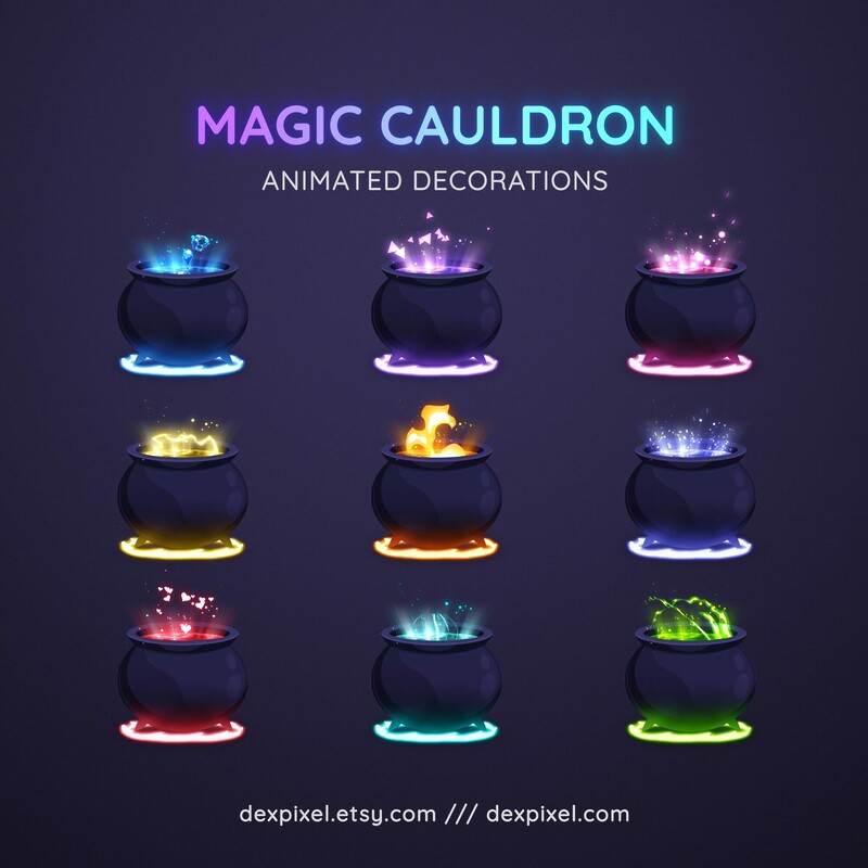 Magic Cauldron Animated Stream Decorations Witch Vtuber 2