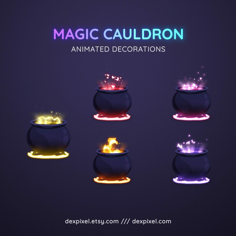 Magic Cauldron Animated Stream Decorations Witch Vtuber 3