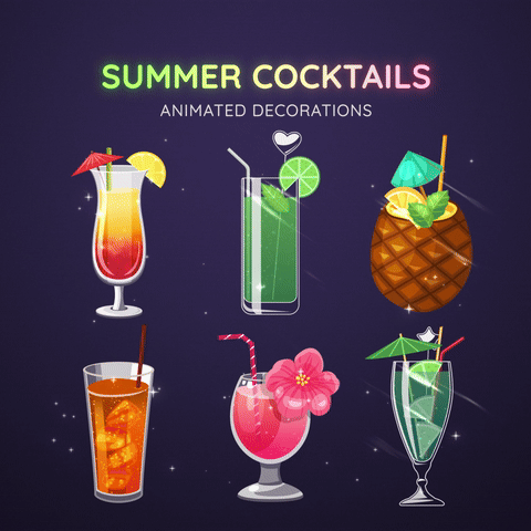 Summer Cocktails Animated Vtuber Assets Decorations Short