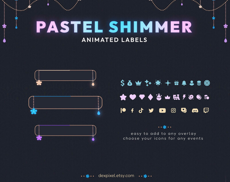 Pastel Shimmer Animated Stream Webcam Frame Labels