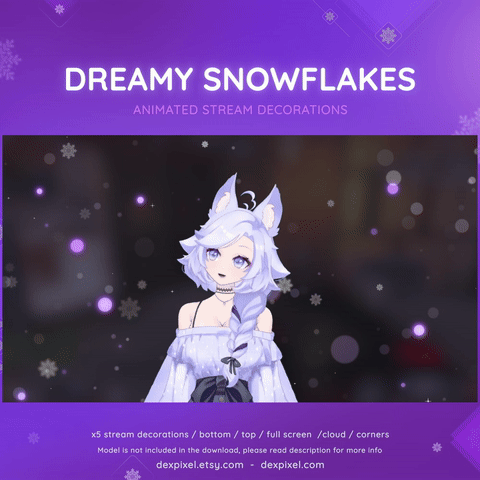 Dreamy Snowflakes Winter Animated Vtuber Stream Assets Decorations Short