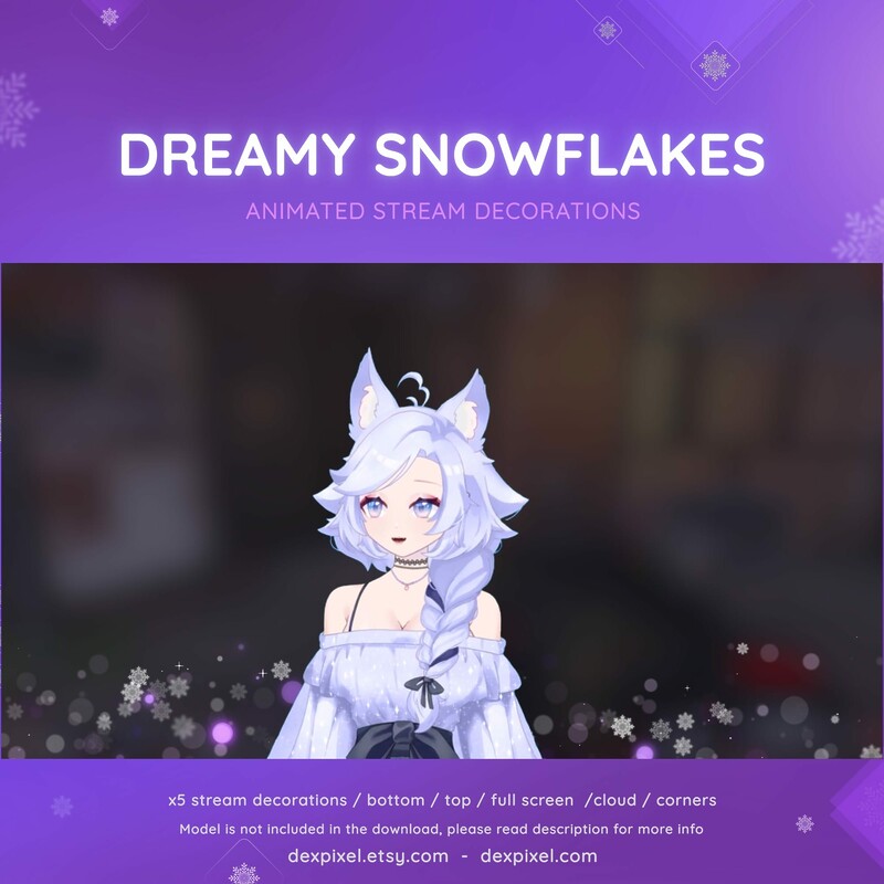 Dreamy Snowflakes Winter Animated Vtuber Stream Assets Decorations 1