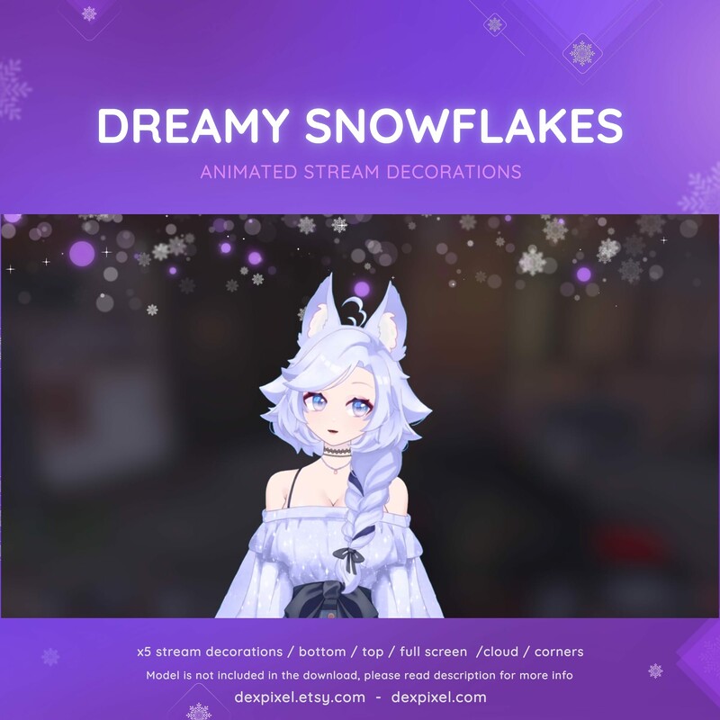 Dreamy Snowflakes Winter Animated Vtuber Stream Assets Decorations 3