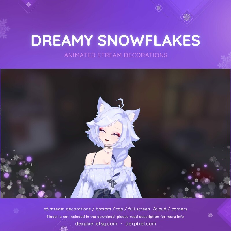 Dreamy Snowflakes Winter Animated Vtuber Stream Assets Decorations