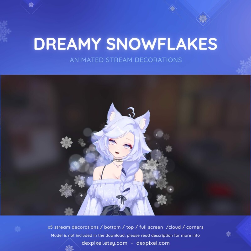 Dreamy Snowflakes Winter Animated Vtuber Stream Assets Decorations 5