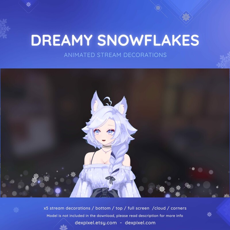 Dreamy Snowflakes Winter Animated Vtuber Stream Assets Decorations 1