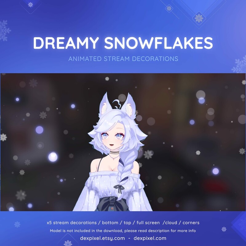 Dreamy Snowflakes Winter Animated Vtuber Stream Assets Decorations 2