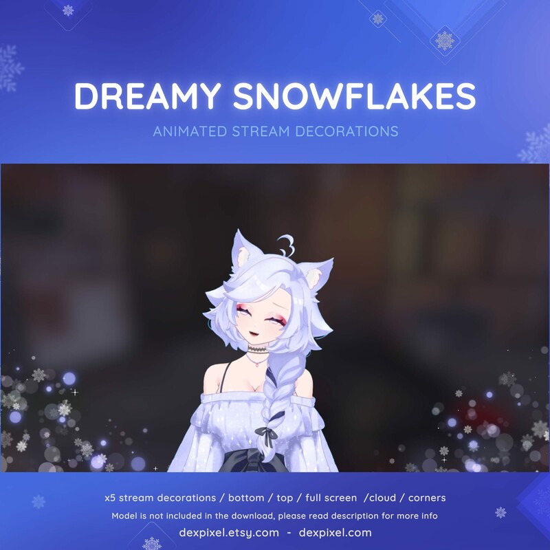 Dreamy Snowflakes Winter Animated Vtuber Stream Assets Decorations 4
