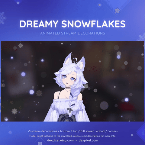 Dreamy Snowflakes Winter Animated Vtuber Stream Assets Decorations Short (2)