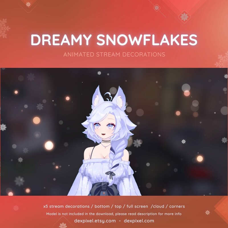 Dreamy Snowflakes Winter Animated Vtuber Stream Assets Decorations 2