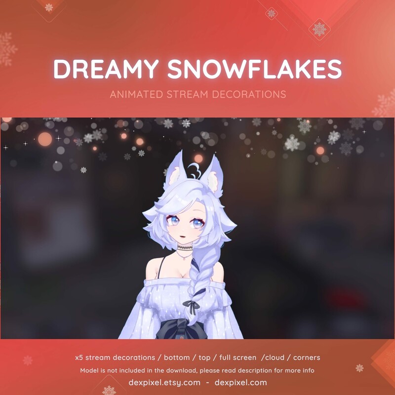 Dreamy Snowflakes Winter Animated Vtuber Stream Assets Decorations 3