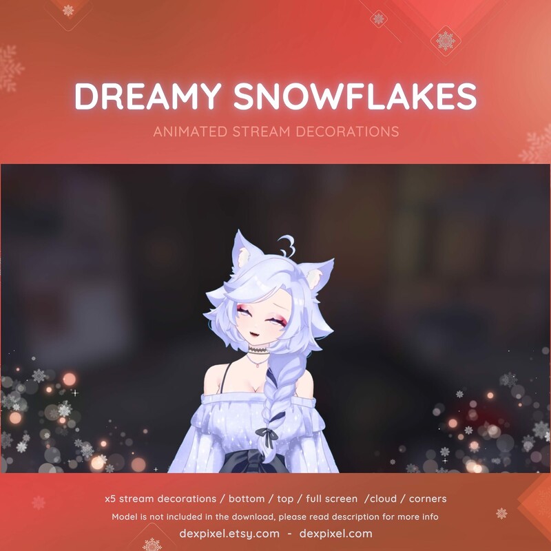 Dreamy Snowflakes Winter Animated Vtuber Stream Assets Decorations 4
