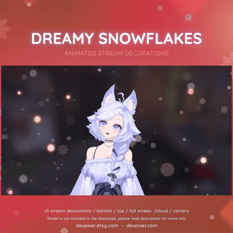 Dreamy Snowflakes Winter Animated Vtuber Stream Assets Decorations Short (1)
