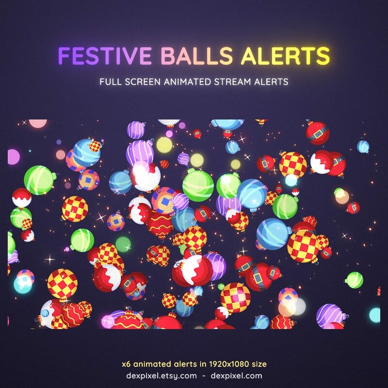 Festive Balls Animated Twitch Stream Alerts Full Screen 6