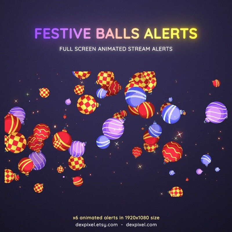 Festive Balls Animated Twitch Stream Alerts Full Screen 2
