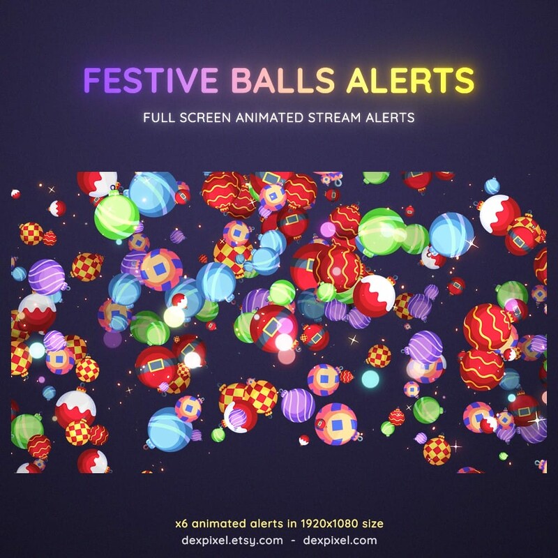 Festive Balls Animated Twitch Stream Alerts Full Screen 3