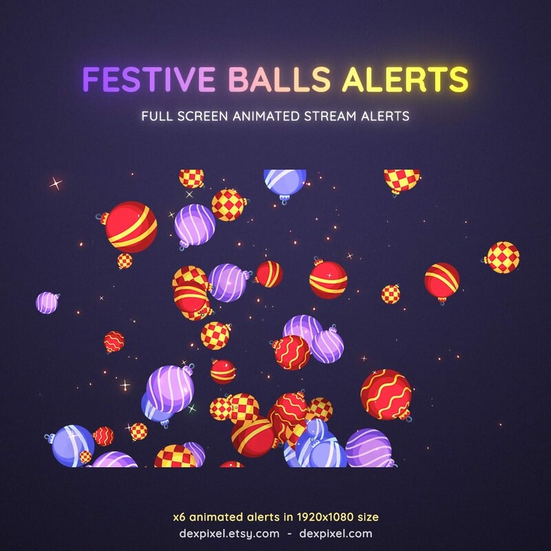 Festive Balls Animated Twitch Stream Alerts Full Screen 5