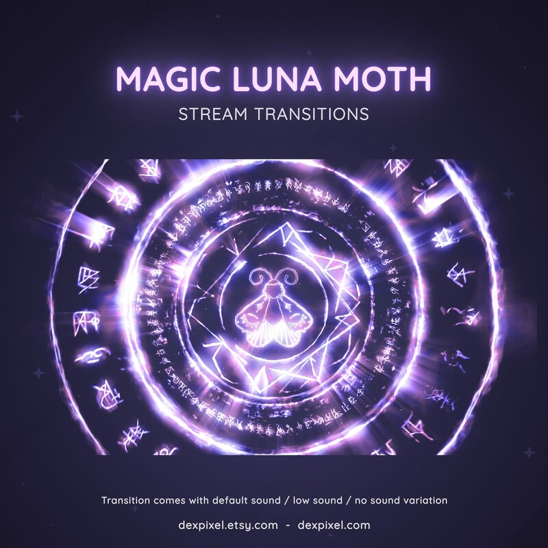 Purple Luna Moth Magic Seal Magic Seal Stream Transition Stigner OBS