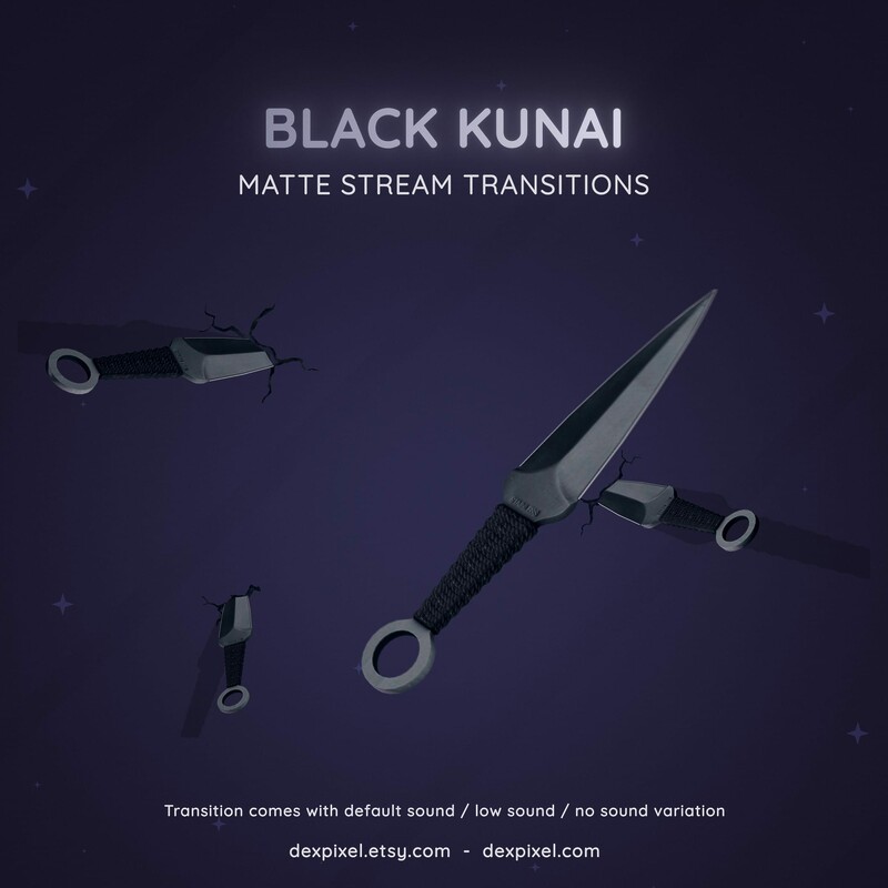 Black Kunai Ninja Knife Animated Twitch OBS Stream Transition