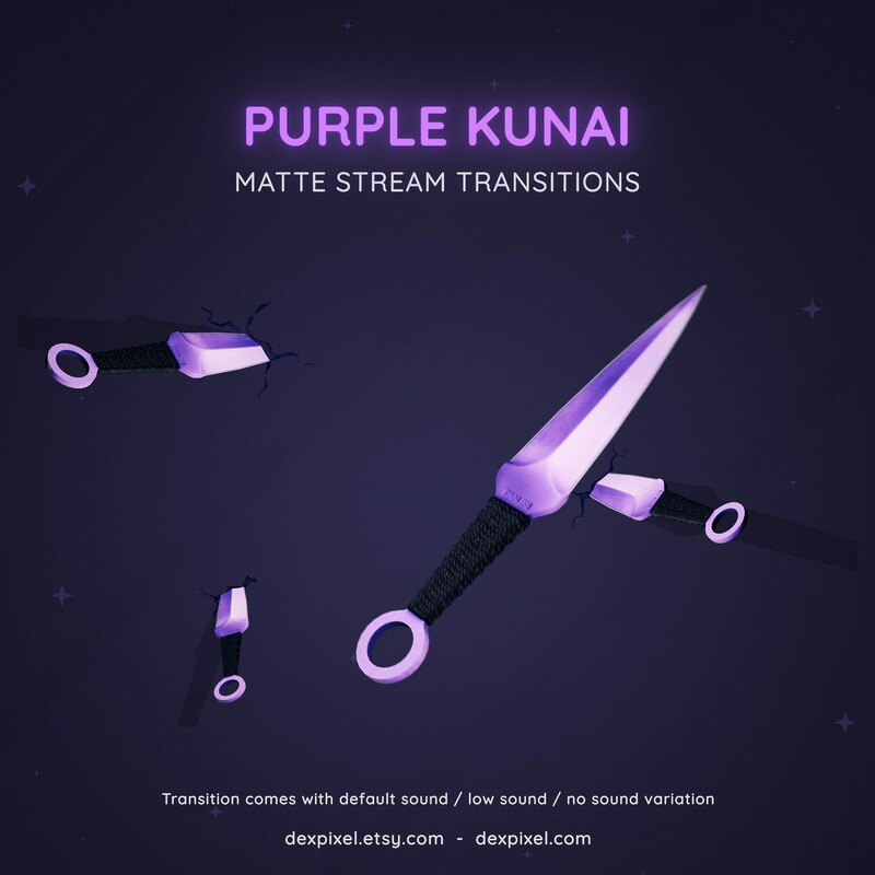 Purple Kunai Ninja Knife Animated Twitch OBS Stream Transition