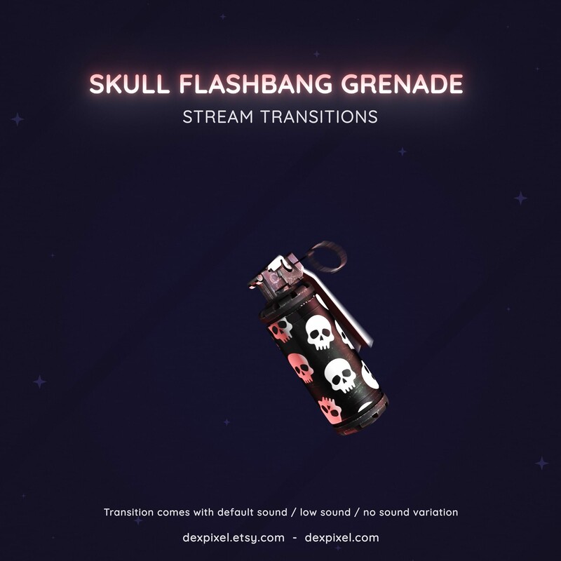 Flashbang Grenade Black and White Skull Transition OBS Stinger 2
