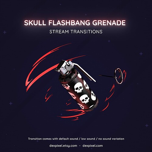 Flashbang Grenade Black and White Skull Transition OBS Stinger