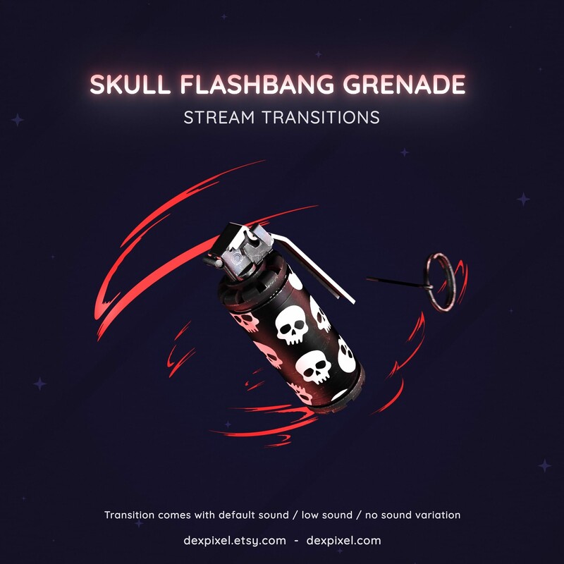 Flashbang Grenade Black and White Skull Transition OBS Stinger 4