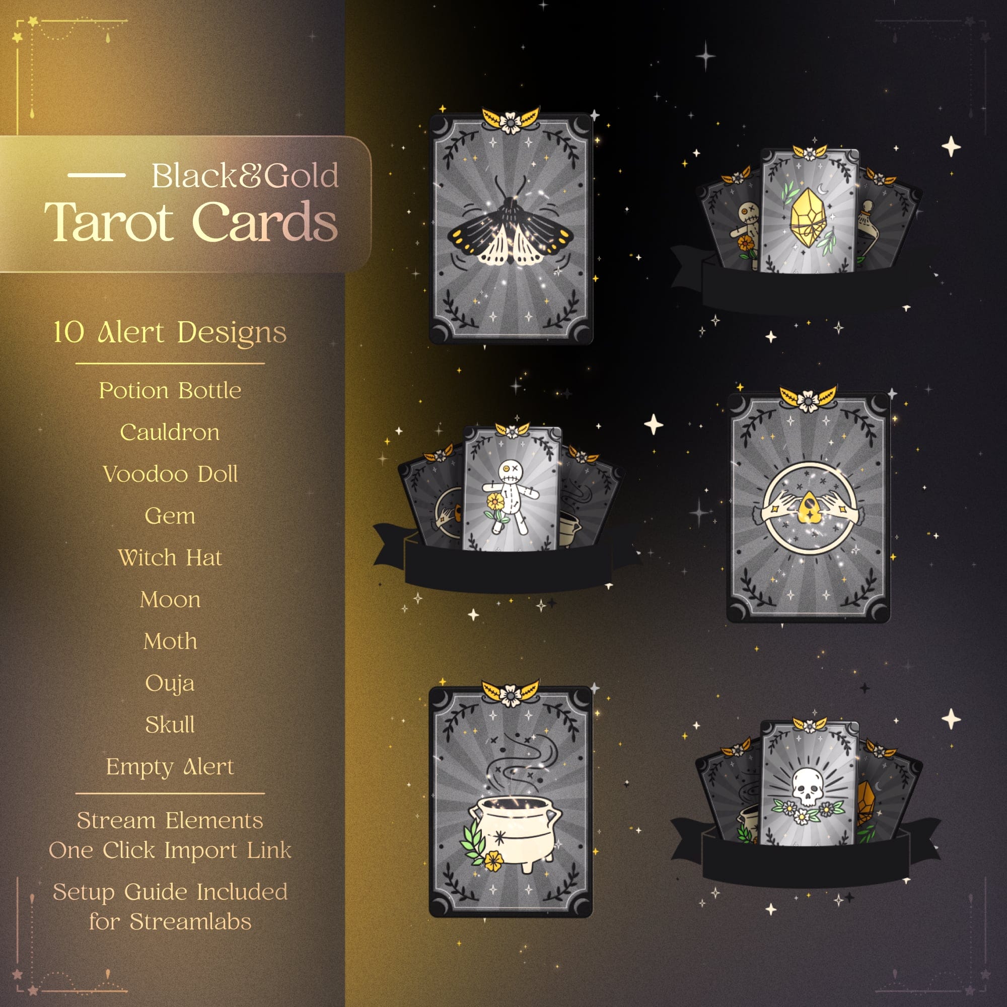 Tarot Cards Preview Black and Gold 3