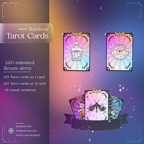 Rainbow Gold Tarot Cards Animated Stream Alerts