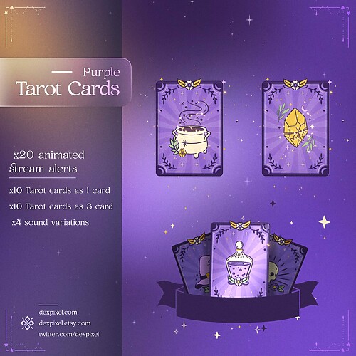Purple Gold Tarot Cards Animated Stream Alerts